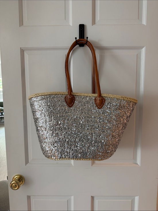 Handbags - Silver Sequined French Market Basket Tote
